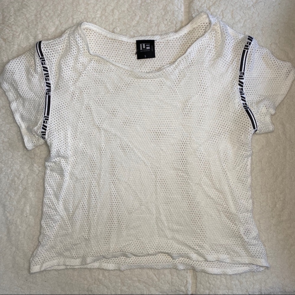LF see through tee shirt top white with black logo